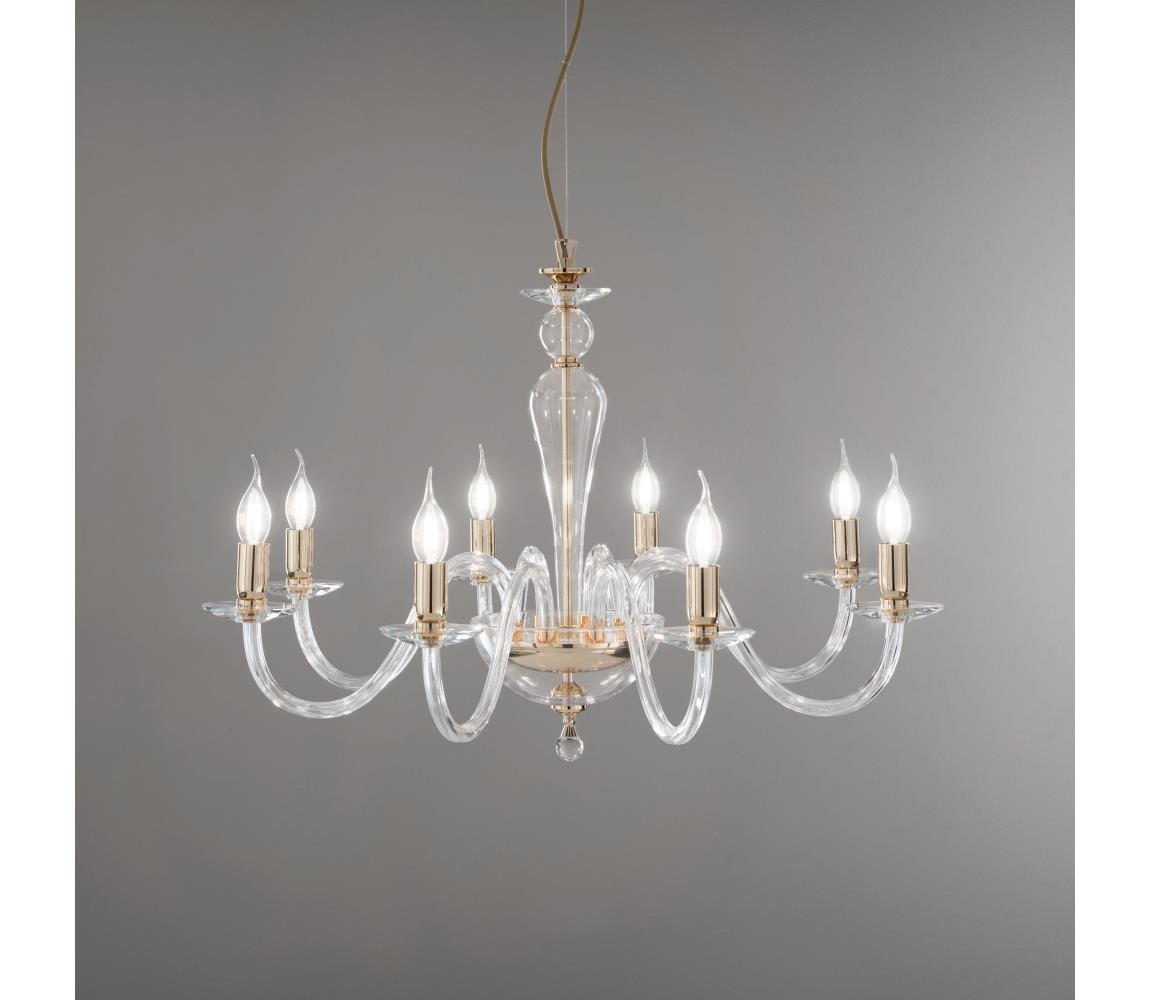 Ondaluce - Lustr na lanku PAGANINI 6xE14/10W/230V pr. 70 cm zlatá/čirá LP.PAGAN/6-ORO