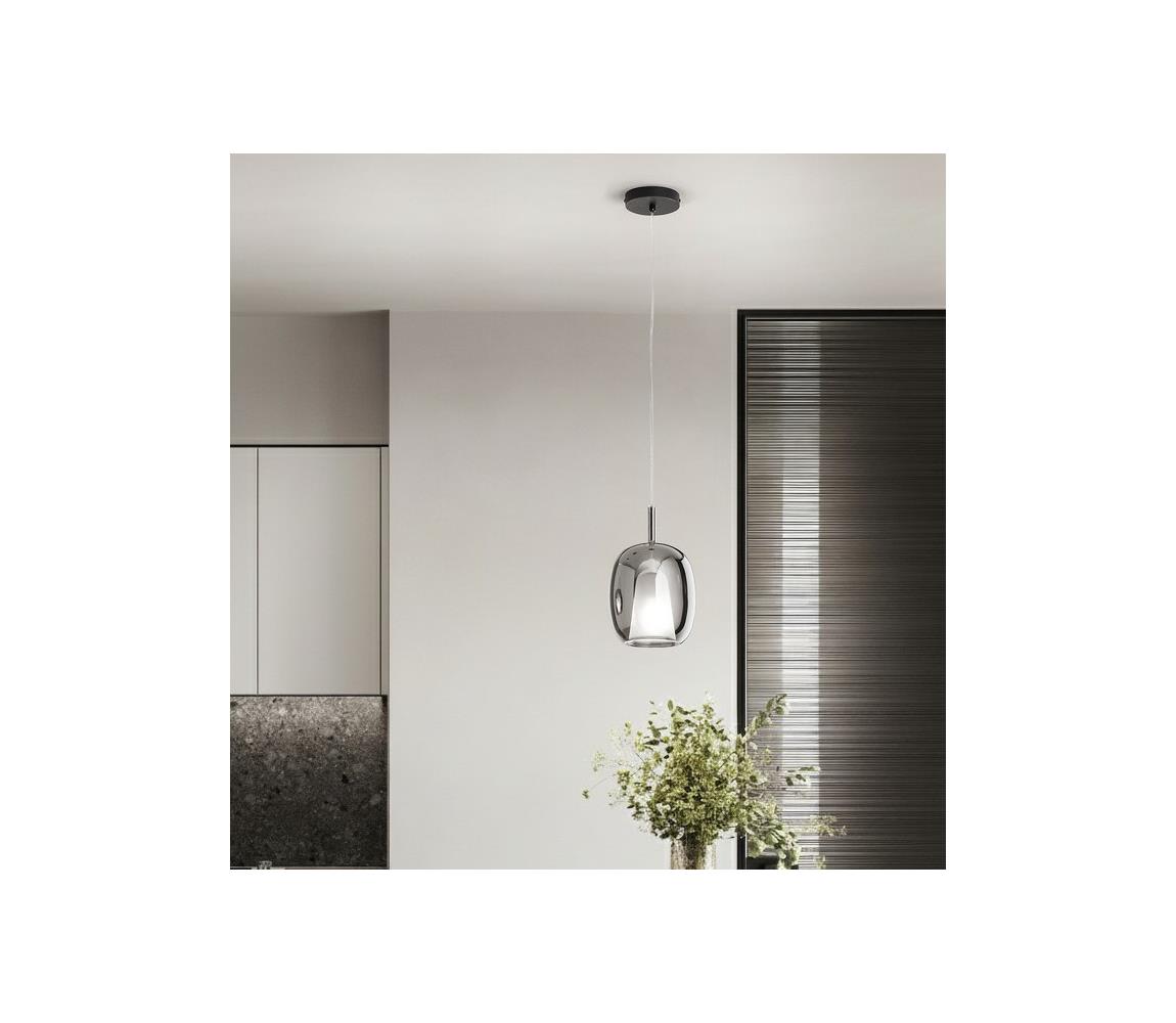 Ondaluce - Lustr na lanku TH 1xE27/15W/230V pr. 19,5 cm černá/kouřová šedá SO.TH/3-FUME