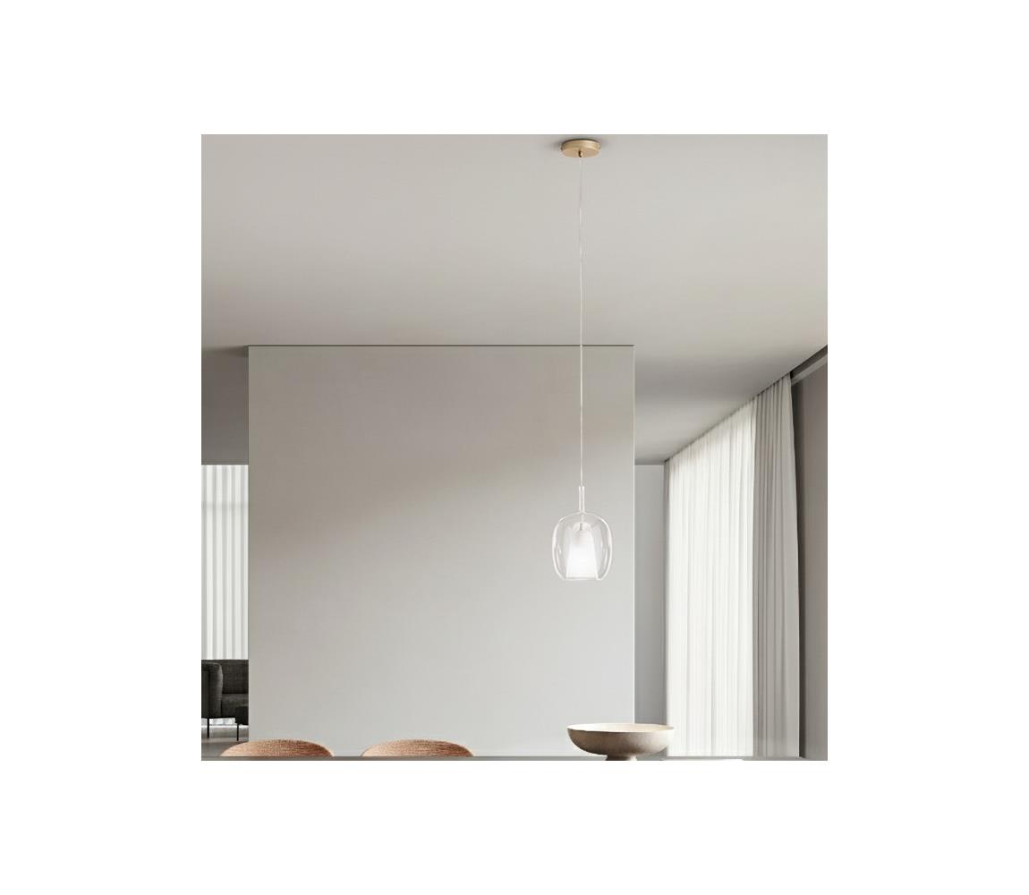 Ondaluce - Lustr na lanku TH 1xE27/15W/230V pr. 19,5 cm zlatá/čirá SO.TH/3-TRASP