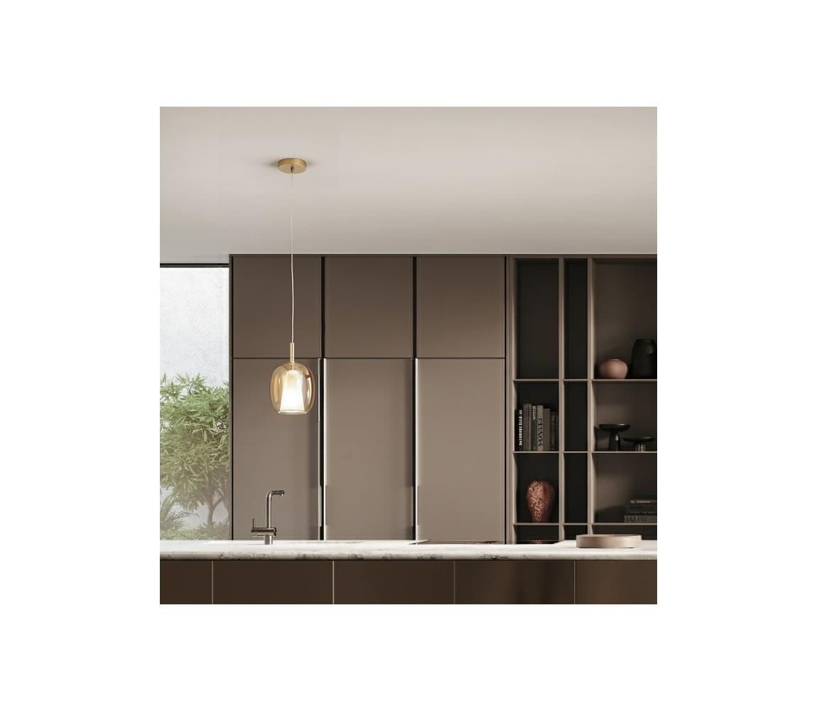Ondaluce - Lustr na lanku TH 1xE27/15W/230V pr. 19,5 cm zlatá/kouřová béžová SO.TH/3-AMBRA