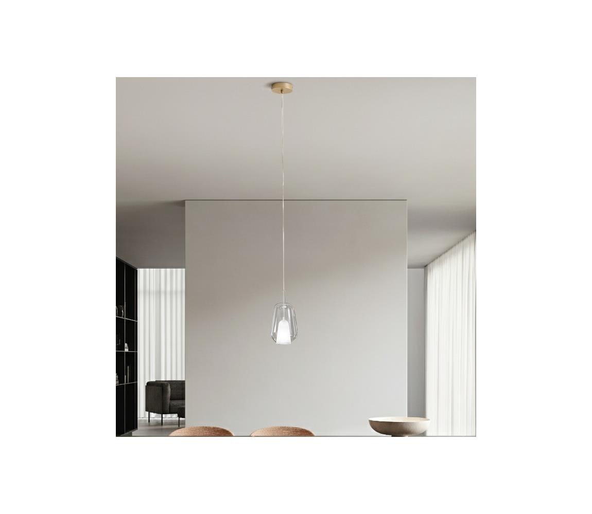 Ondaluce - Lustr na lanku TH 1xE27/15W/230V pr. 19 cm zlatá/čirá SO.TH/1-TRASPA