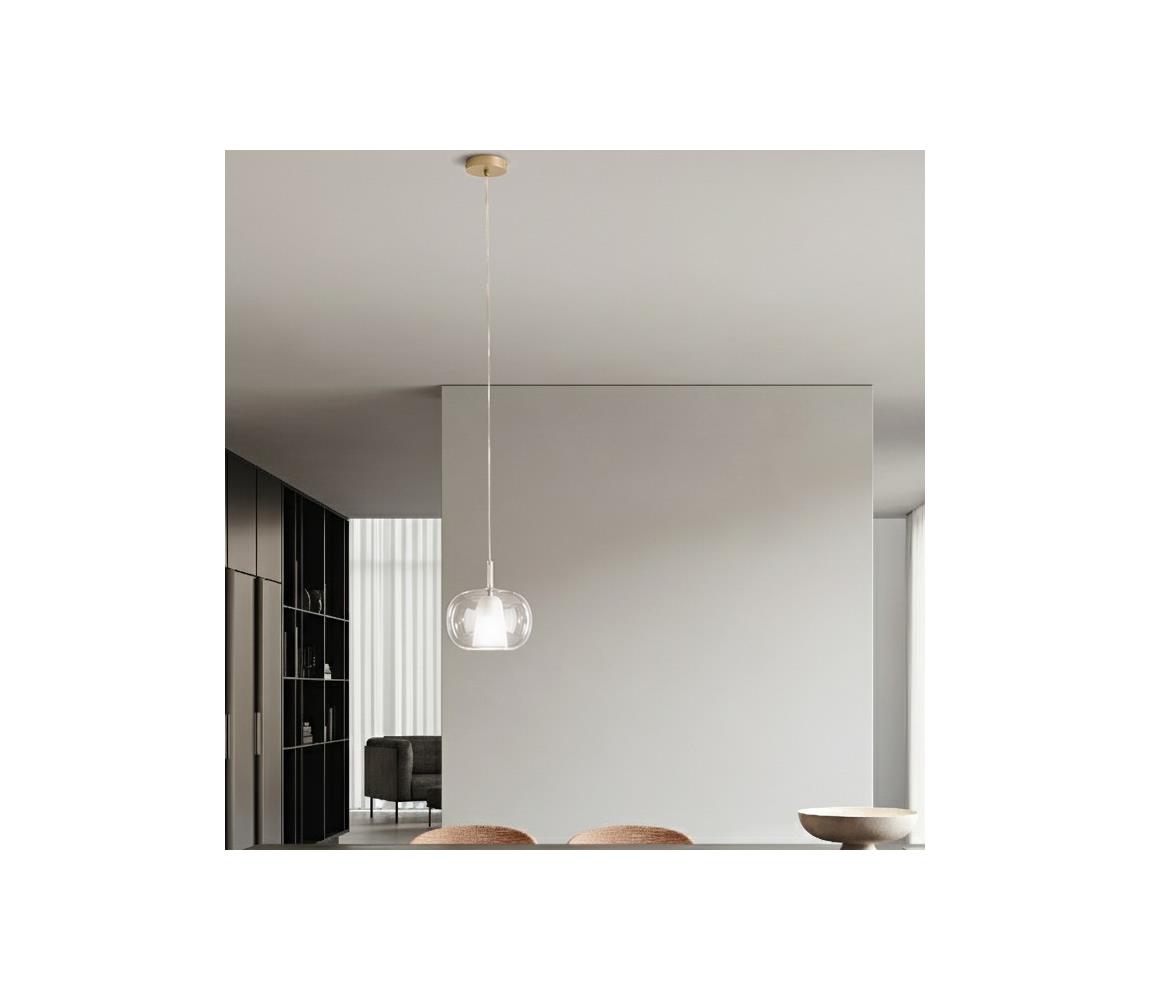 Ondaluce - Lustr na lanku TH 1xE27/15W/230V pr. 25 cm zlatá/čirá SO.TH/2-TRASPA