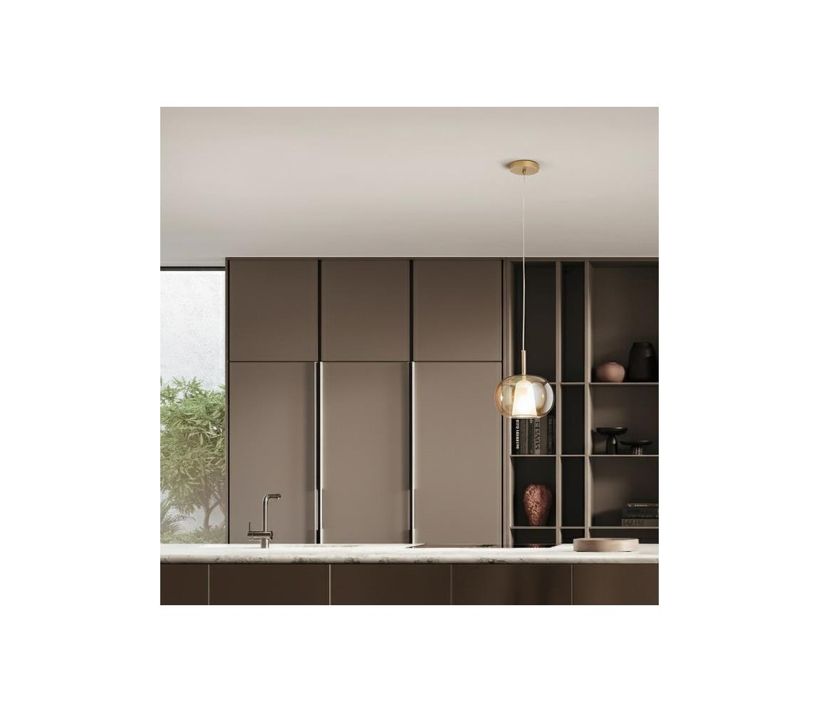 Ondaluce - Lustr na lanku TH 1xE27/15W/230V pr. 25 cm zlatá/kouřová béžová SO.TH/2-AMBRA