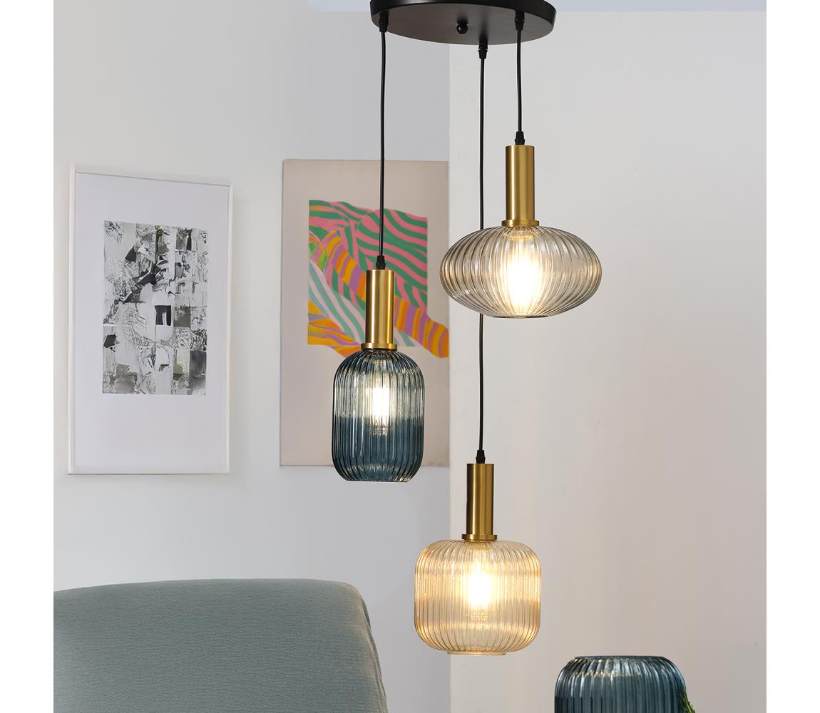 ONLI - Lustr na lanku DOROTY 1xE27/22W/230V modrá/zlatá 5900/S3