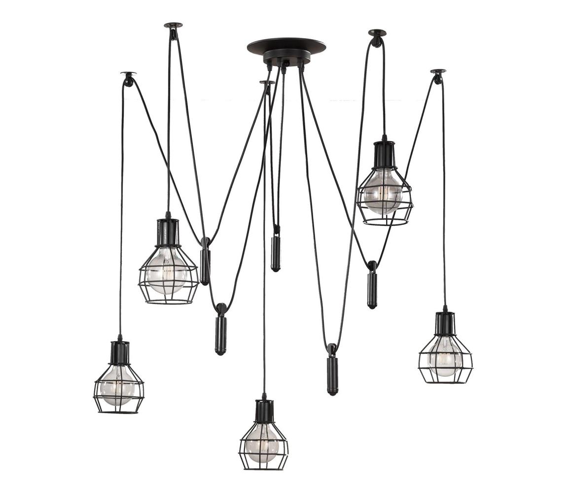 ONLI - Lustr na lanku SPIDER 5xE27/15W/230V pavouk černá 4859/PL5