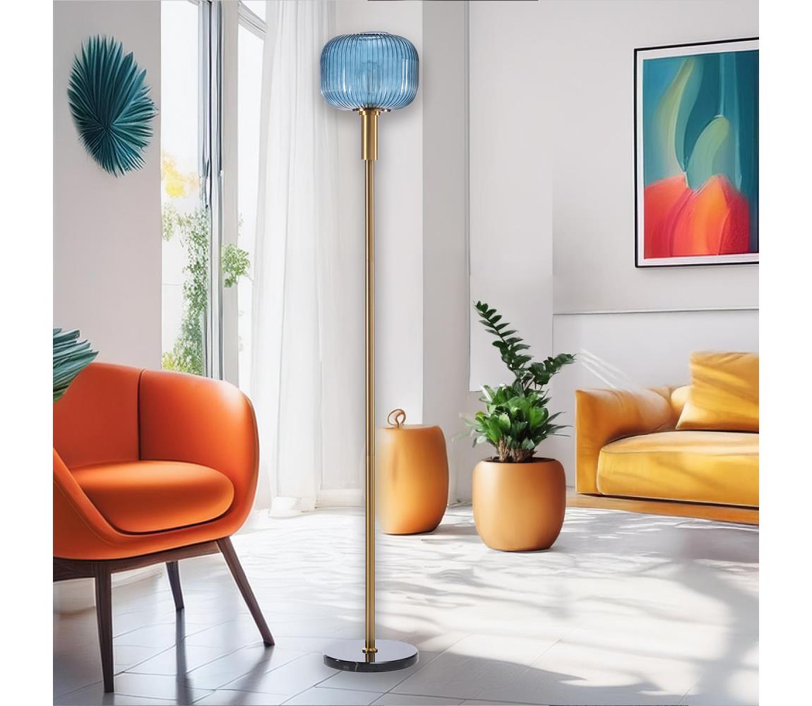 ONLI - Stojací lampa DOROTY 1xE27/22W/230V modrá/zlatá 5900/PT