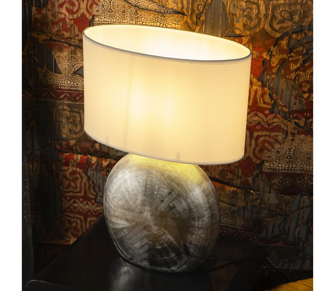 ONLI - Stolní lampa CERAMICA 1xE27/15W/230V 51 cm stříbrná/bílá 5119/LGA