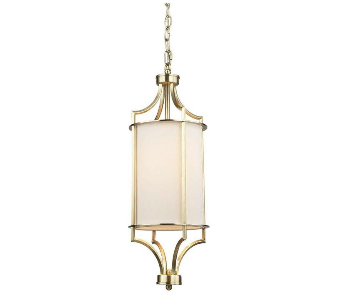 Open Design OR80568 - Lustr na řetězu LUNGA 1xE27/15W/230V mosaz/bílá OR80568