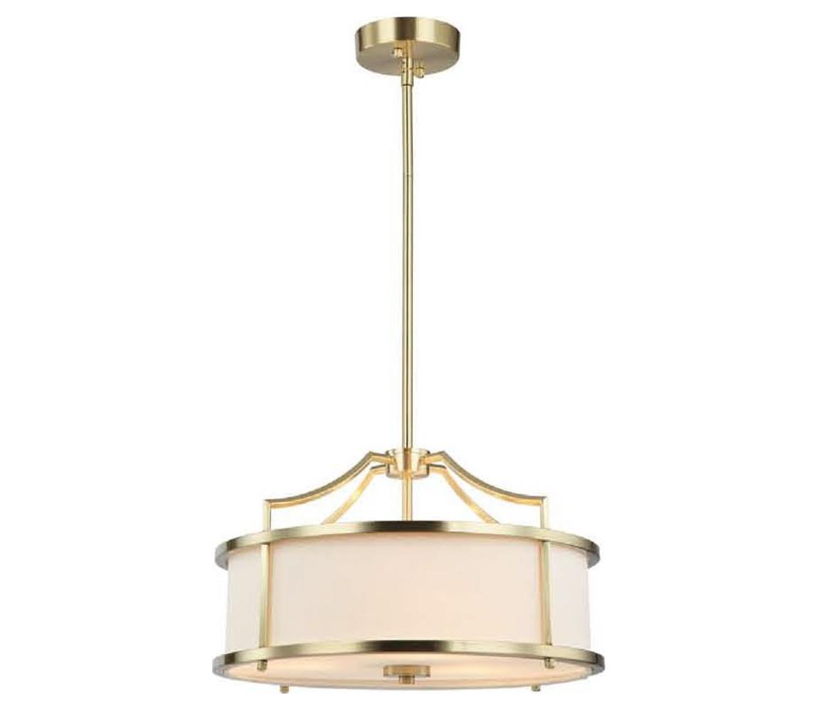 Open Design OR80889 - Lustr na tyči STANZA 3xE27/15W/230V pr. 42 cm mosaz/bílá OR80889