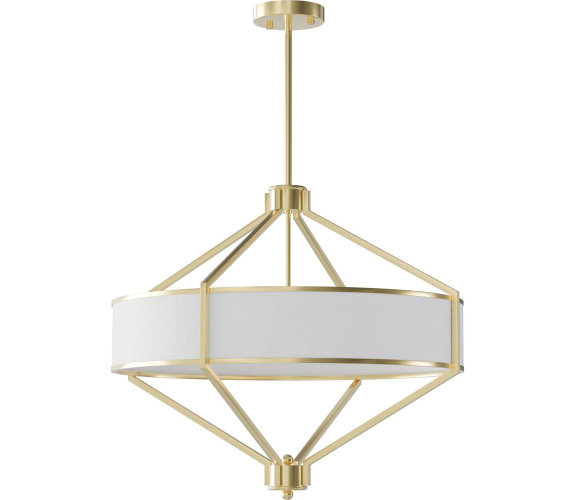 Open Design OR85839 - Lustr na tyči ZUNDO 4xE27/15W/230V mosaz/bílá OR85839