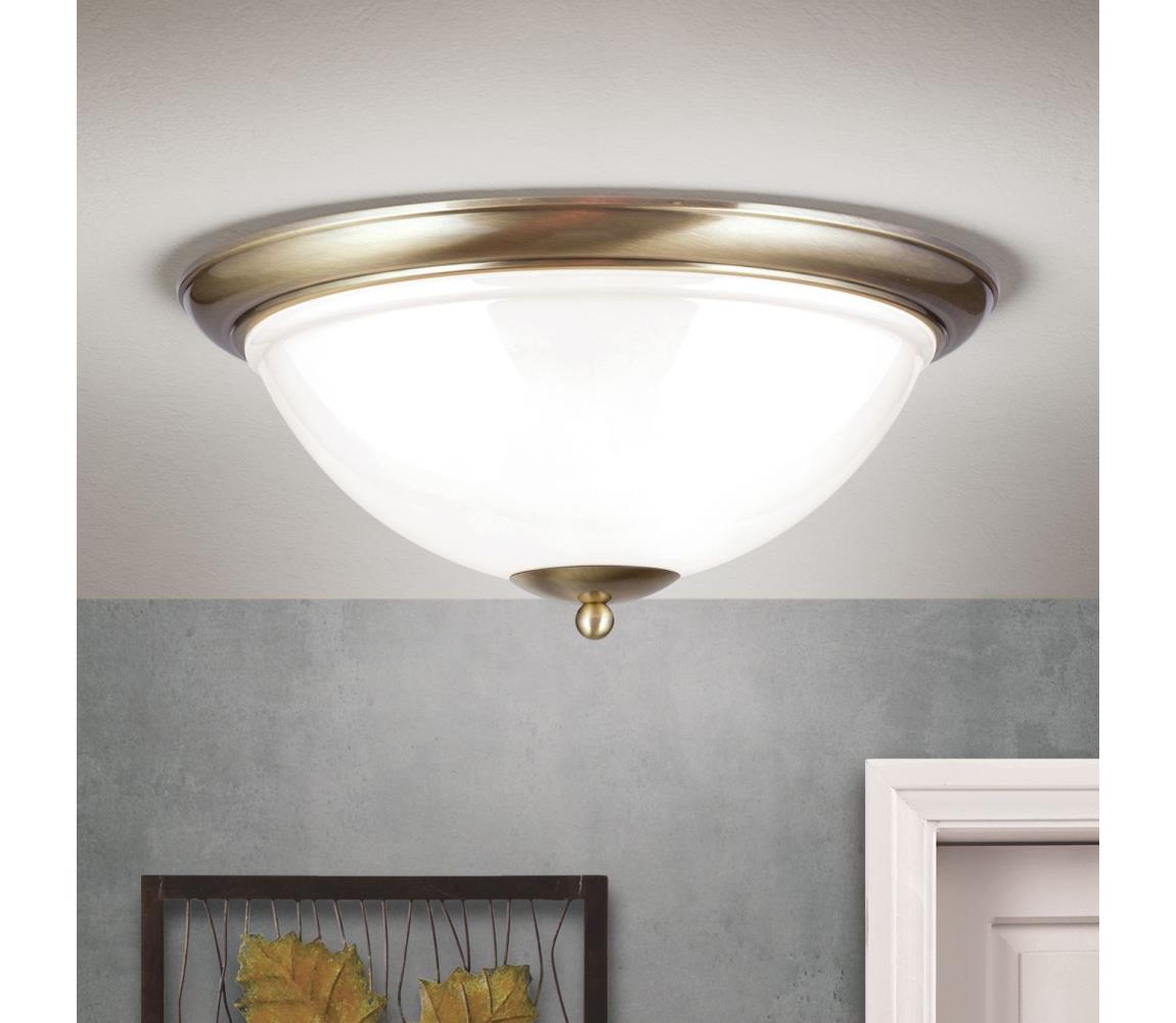 Orion DL 7-677/50 - Stropní svítidlo AUSTRIAN OLD LAMP 3xE27/60W/230V bronz/bílá DL 7-677/50 Patina/356 opal