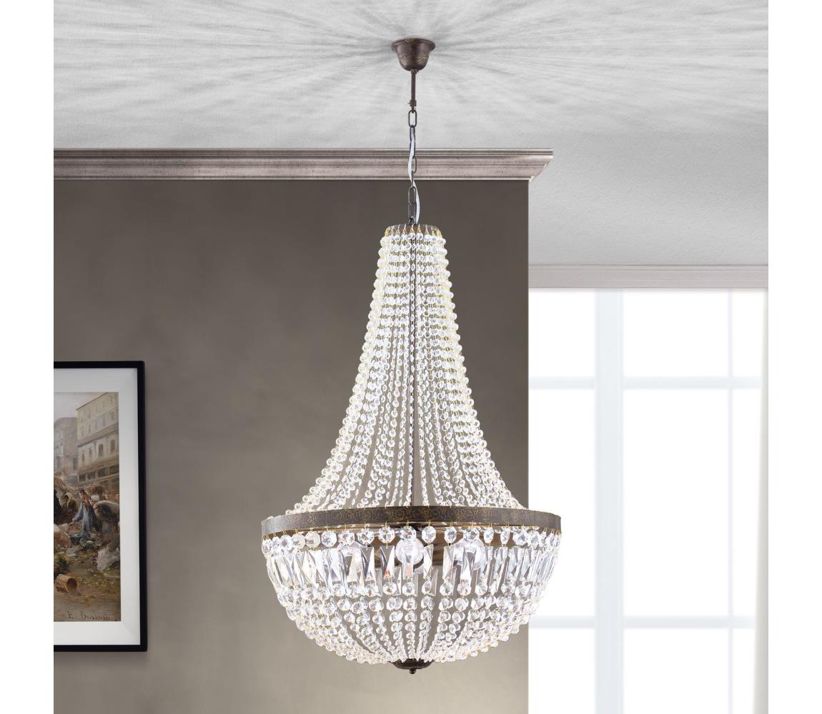 Orion HL 6-1497/6 - Křišťálový lustr na řetězu ARILA 6xE27/60W/230V hnědá/patina HL 6-1497/6 Antik
