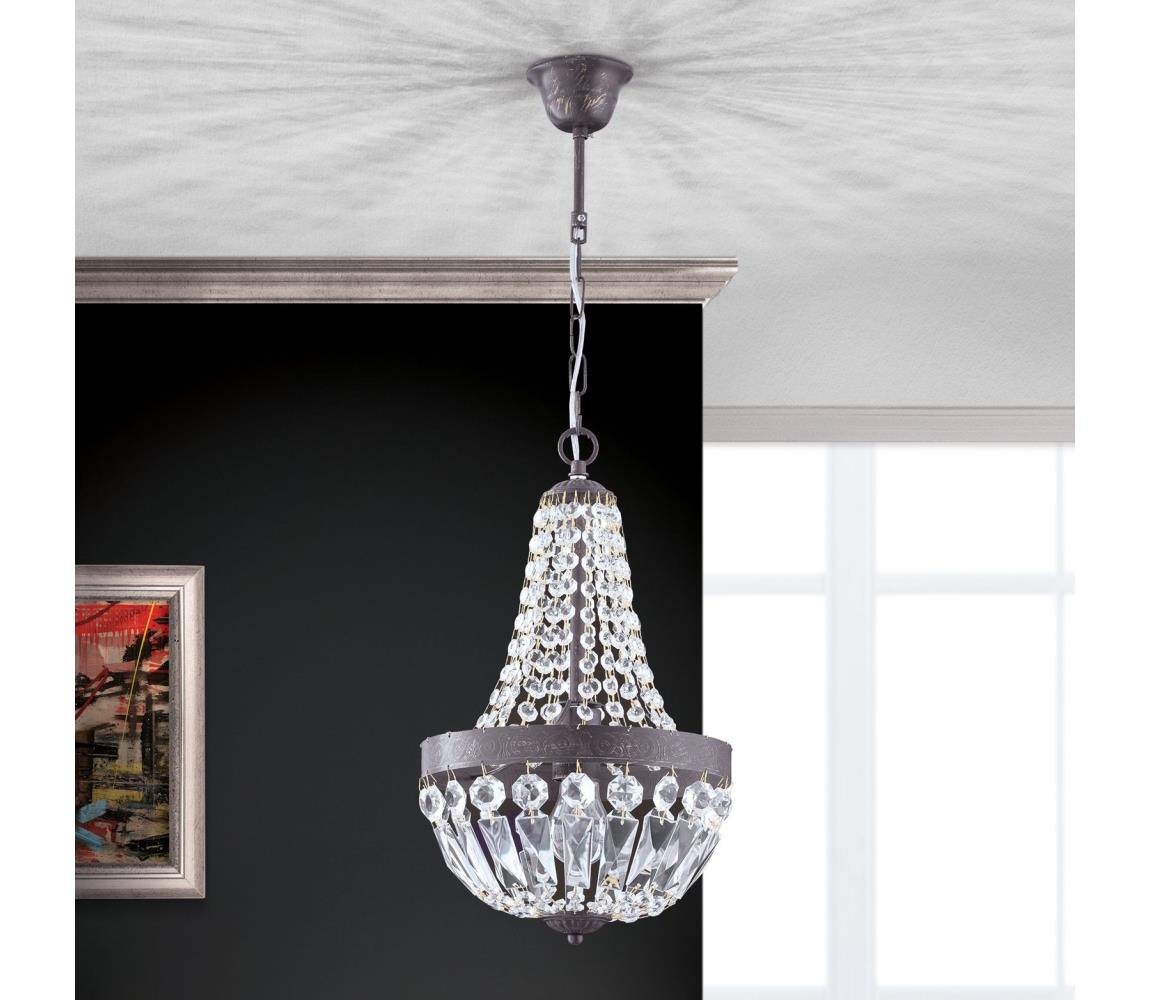 Orion HL 6-1551/1 - Křišťálový lustr na řetězu ARILA 1xE27/60W/230V hnědá/patina HL 6-1551/1 Antik/Kristall