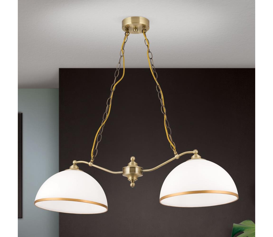Orion HL 6-1810/2 - Lustr na řetězu OLD LAMP 2xE27/40W/230V bílá/mosaz HL 6-1810/2 Patina