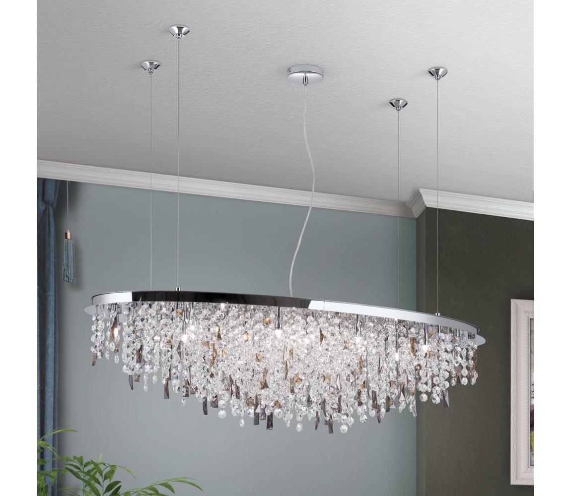Orion - Křišťálový lustr na lanku CRYSTALRIVER 21xG9/40W/230V lesklý chrom LU 2517/120x45 chrom