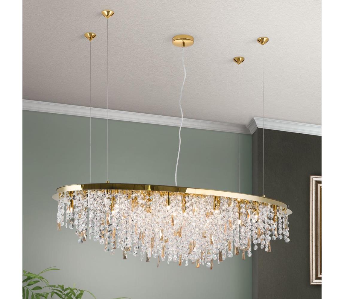 Orion - Křišťálový lustr na lanku CRYSTALRIVER 21xG9/40W/230V zlatá LU 2517/120x45 gold
