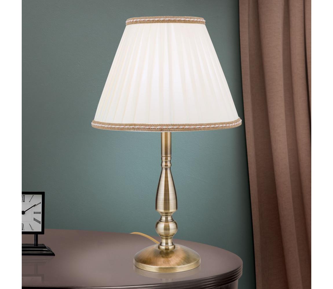 Orion LA 4-1085/1 - Stolní lampa TONIA 1xE27/60W/230V pr. 30 cm bílá/bronz LA 4-1085/1 Patina