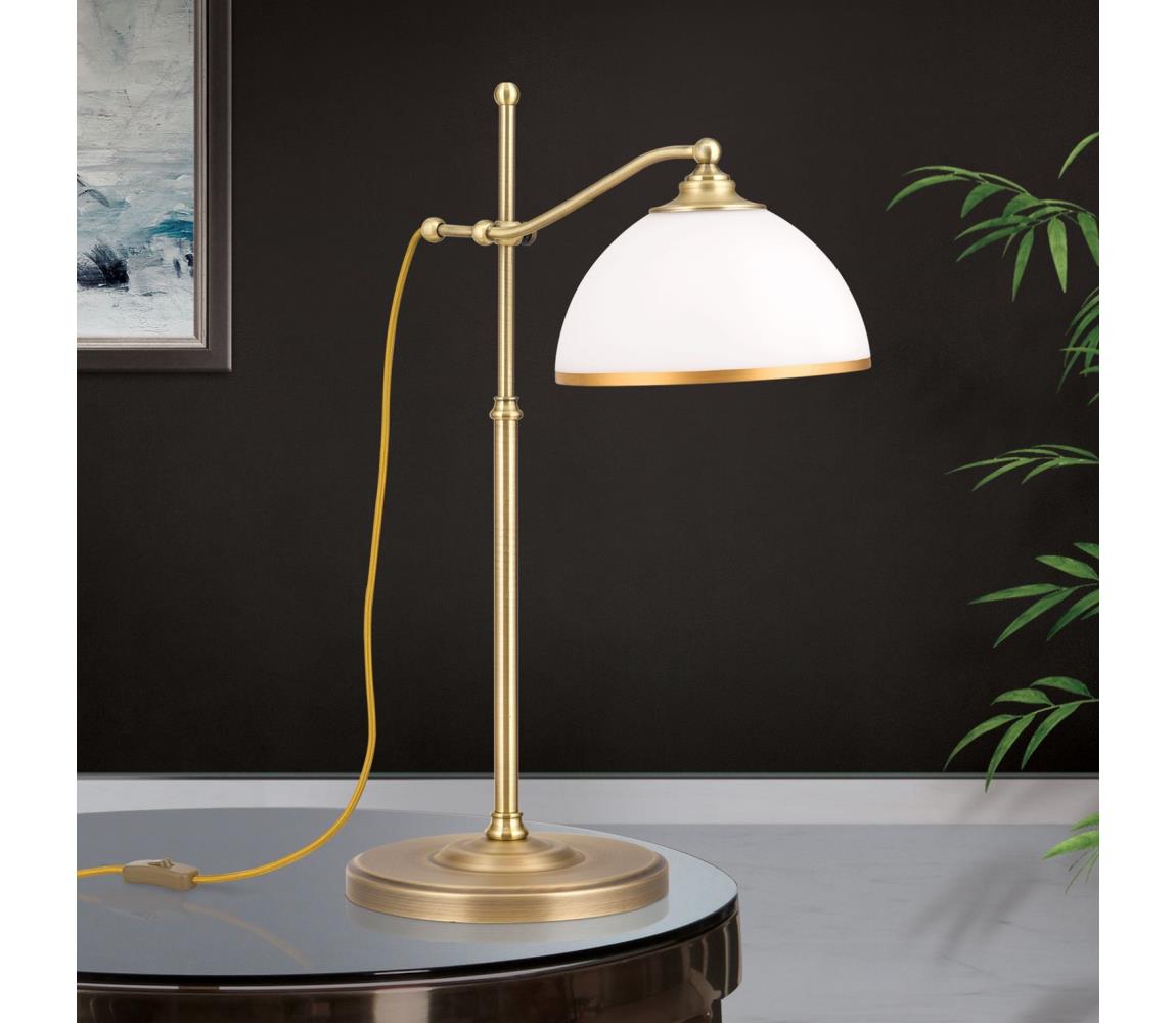 Orion LA 4-1213/1 - Stolní lampa OLD LAMP 1xE27/40W/230V bílá/mosaz LA 4-1213/1 Patina