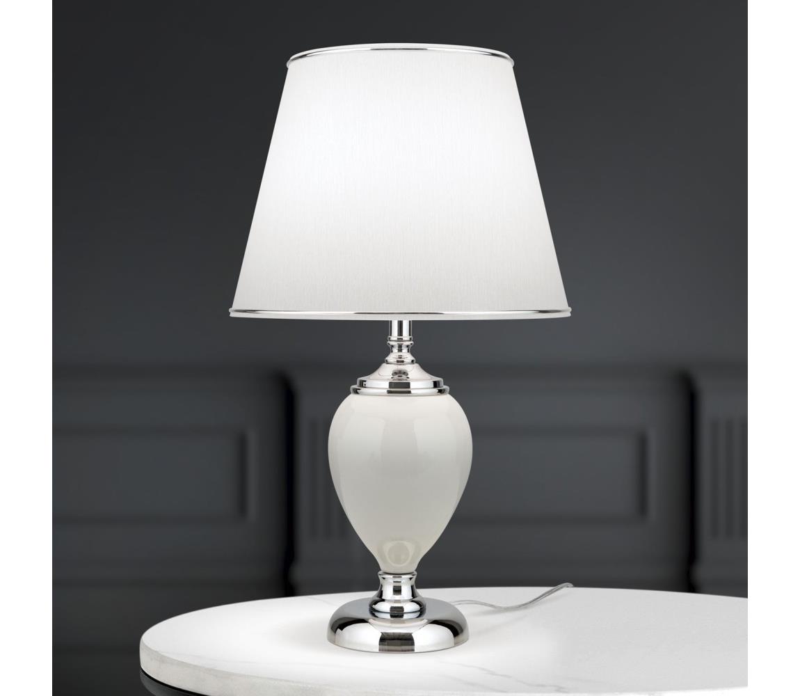 Orion LA 4-1229 - Stolní lampa OVUM 1xE27/40W/230V 48 cm keramika bílá/chrom LA 4-1229 chrom