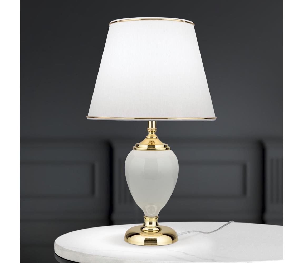 Orion LA 4-1229 - Stolní lampa OVUM 1xE27/40W/230V 48 cm keramika bílá/zlatá LA 4-1229 gold