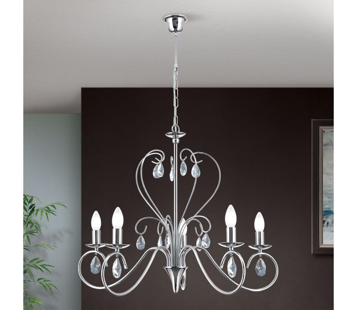 Orion LU 1658/5 - Křišťálový lustr na řetězu ALESSIA 5xE14/40W/230V lesklý chrom LU 1658/5 chrom