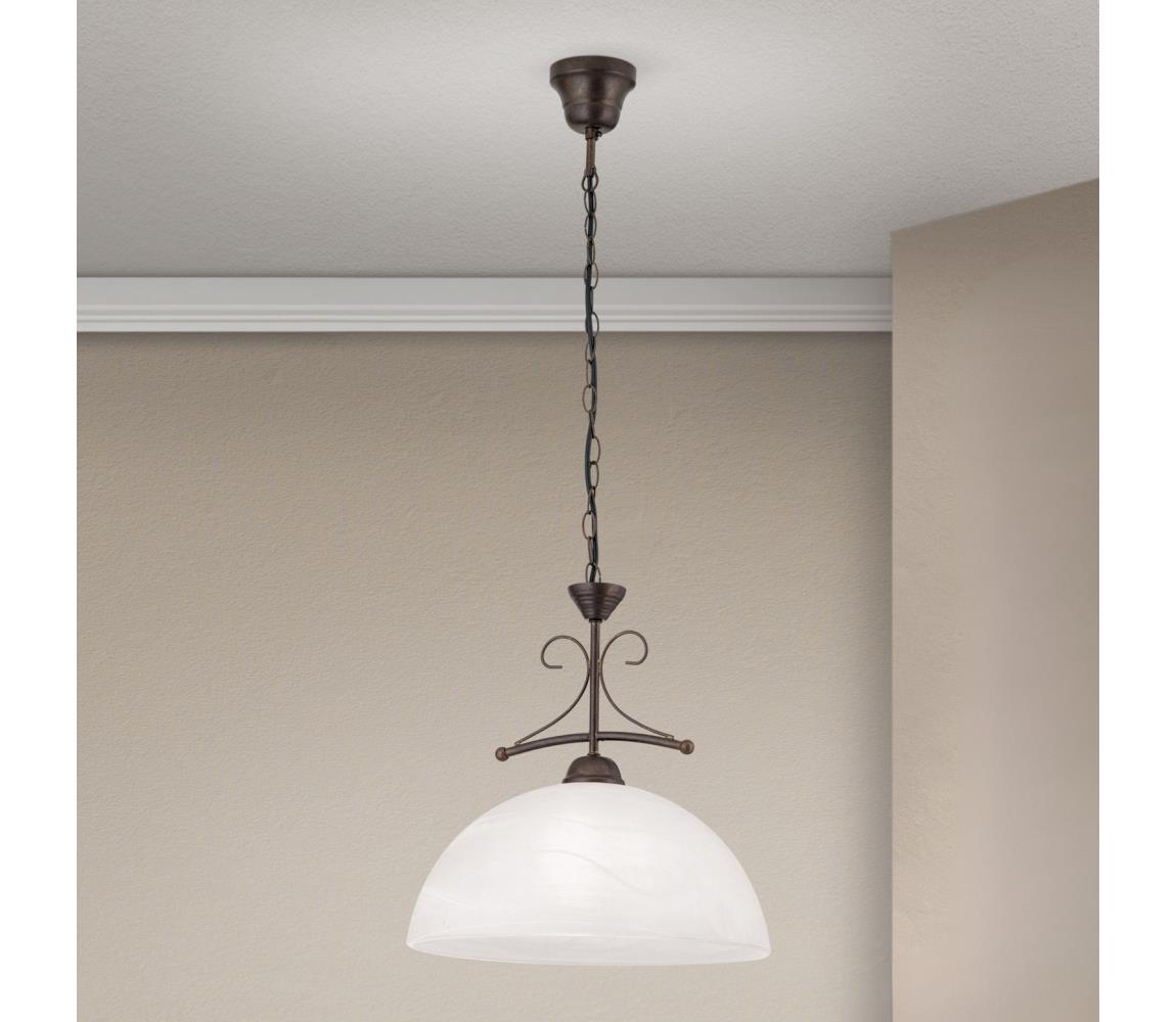 Orion - Lustr na řetězu RULA 1xE27/40W/230V pr. 35 cm bílá/bronz HL 6-1484/1 Antik