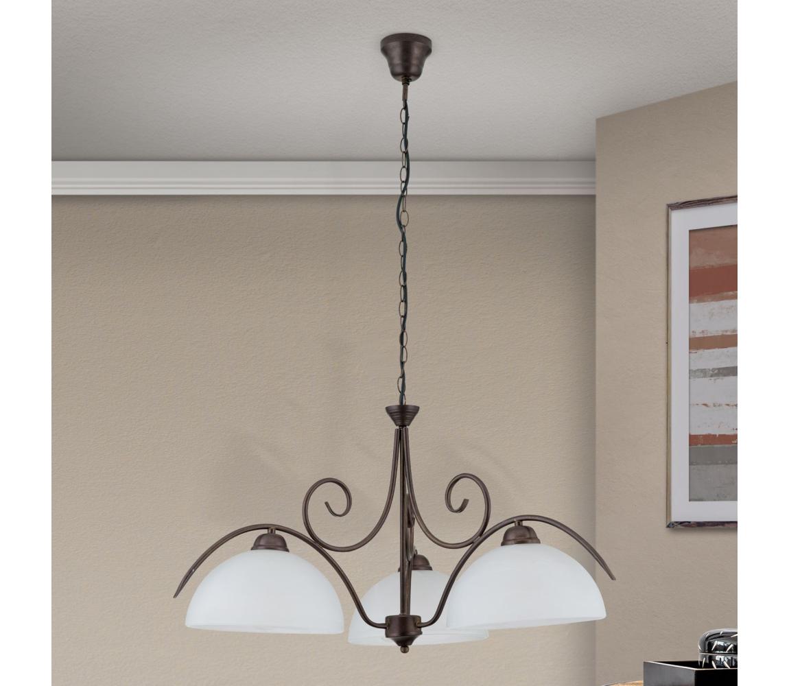 Orion - Lustr na řetězu RULA 3xE27/40W/230V pr. 70 cm bílá/bronz LU 1668/3 Antik