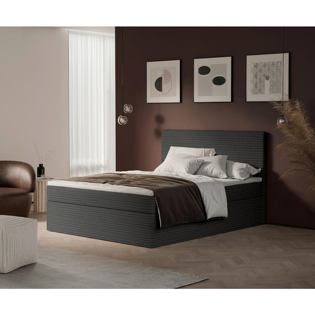 P & B AMERICKÁ POSTEL, 140/200 cm, tmavě šedá