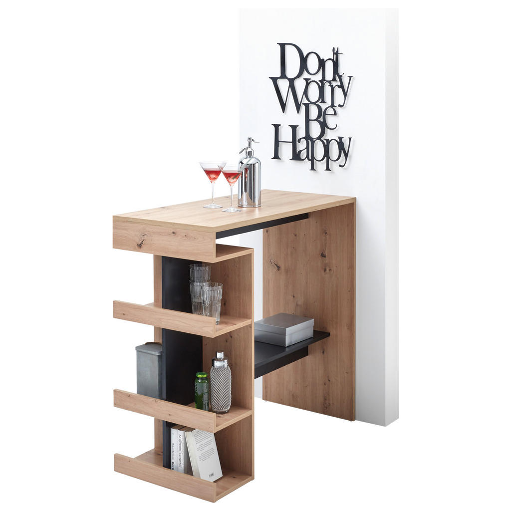 P & B BAROVÝ STŮL, černá, dub artisan, 108/50/103 cm