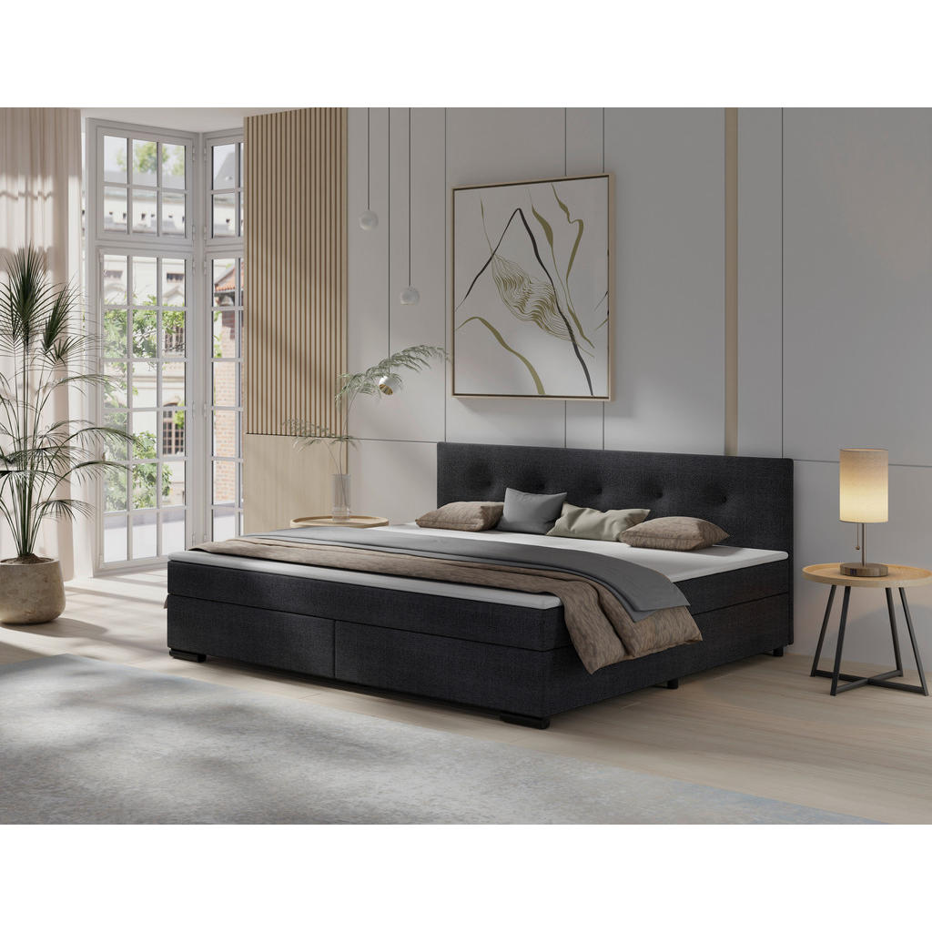P & B POSTEL BOXSPRING, 240/200 cm, antracitová