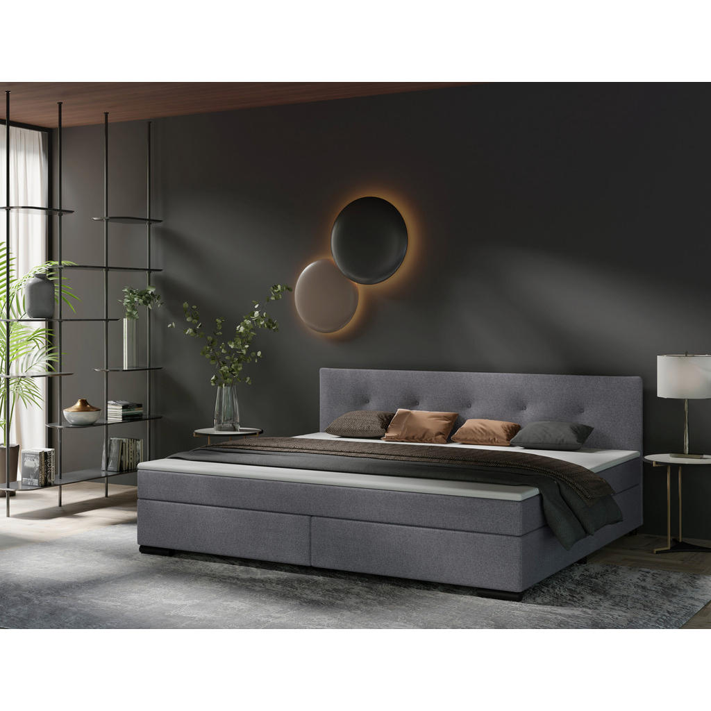 P & B POSTEL BOXSPRING, 240/200 cm, světle šedá