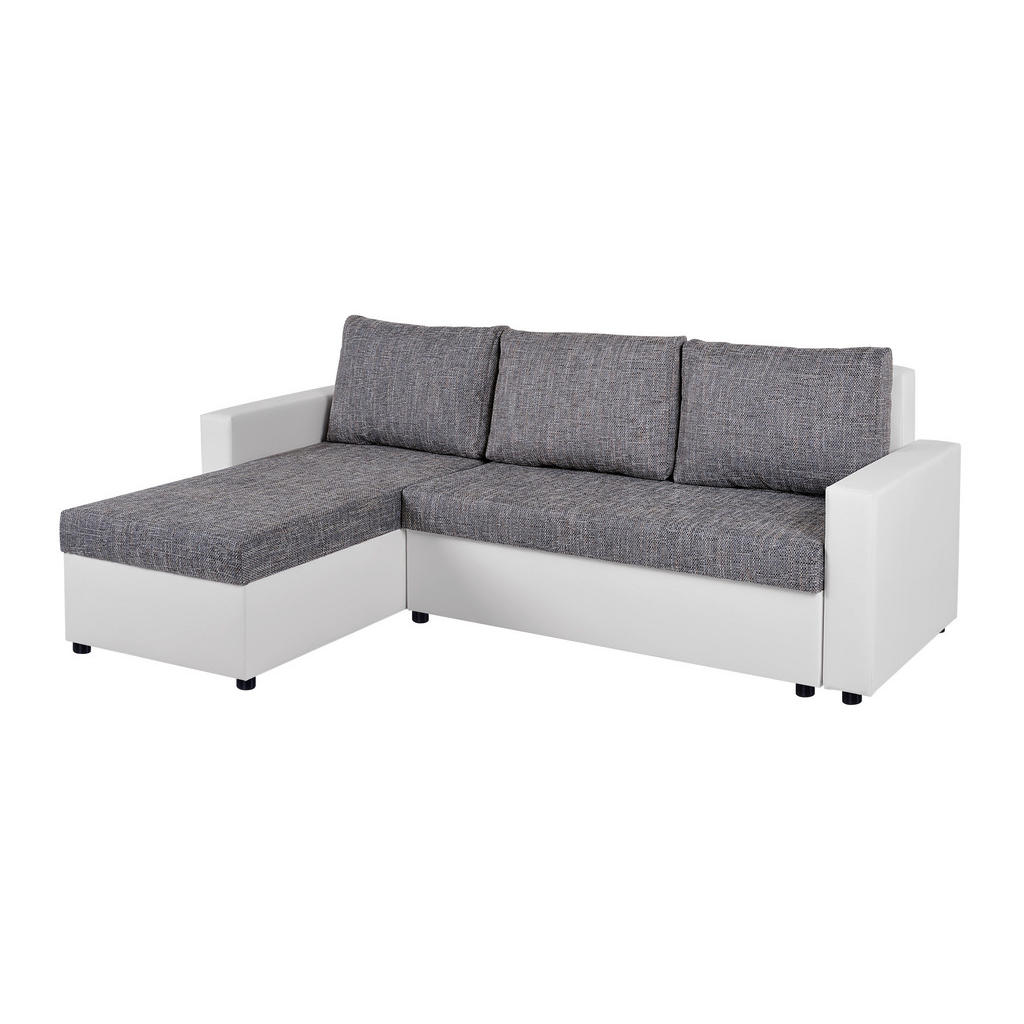 P & B ROHOVÁ SEDAČKA, plast, textil, kompozitní dřevo, šedá, bílá
