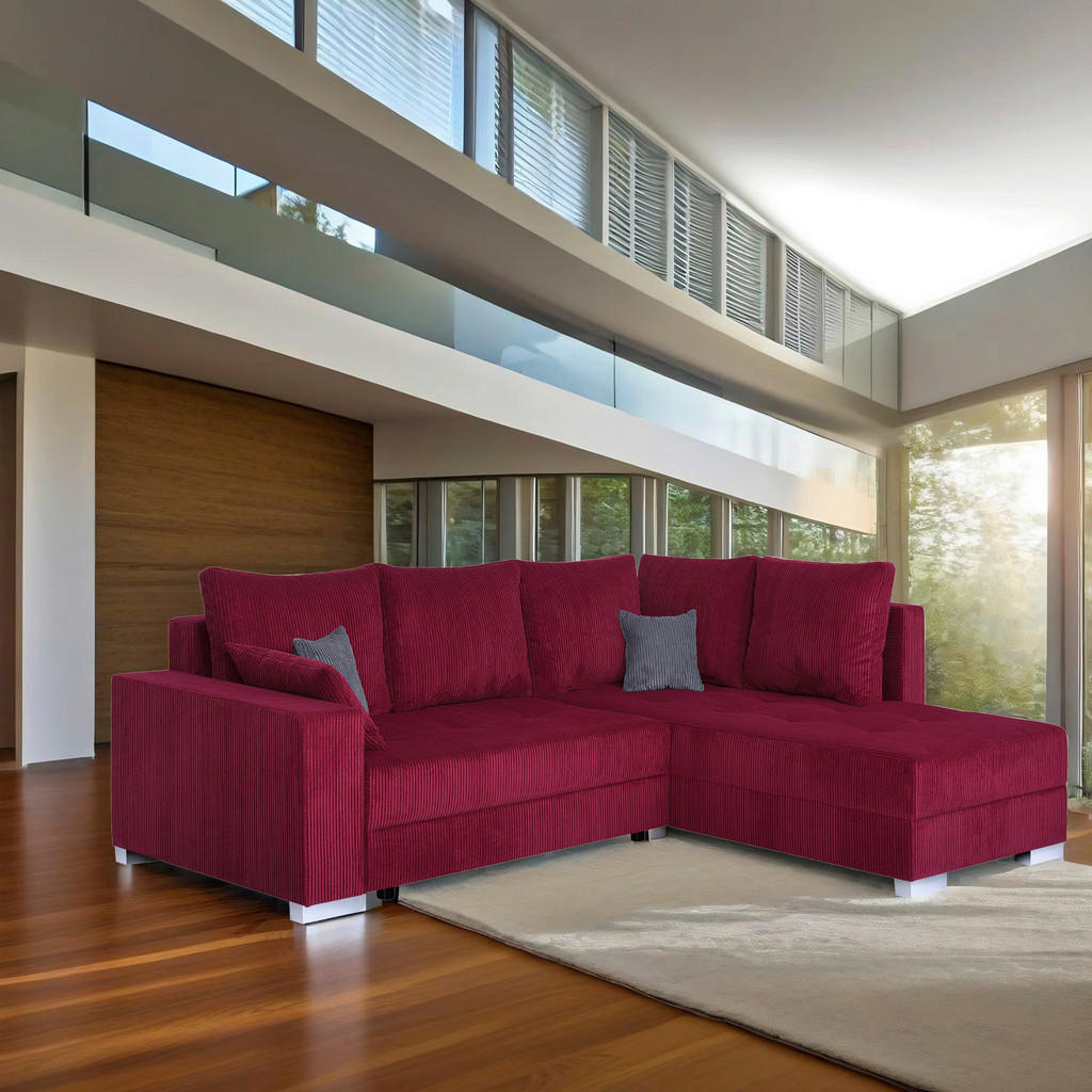 P & B ROHOVÁ SEDAČKA, textil, kompozitní dřevo, červená 1