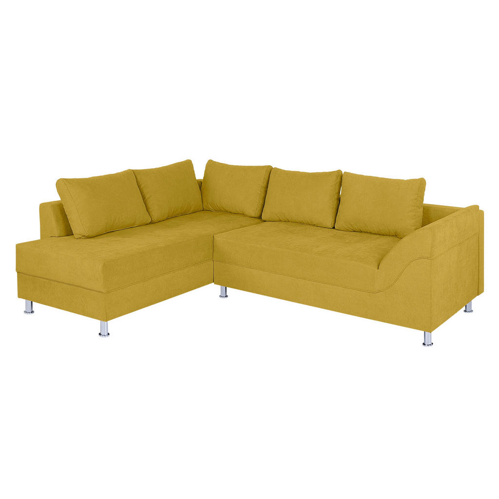 P & B ROHOVÁ SEDAČKA, textil, kompozitní dřevo, žlutá