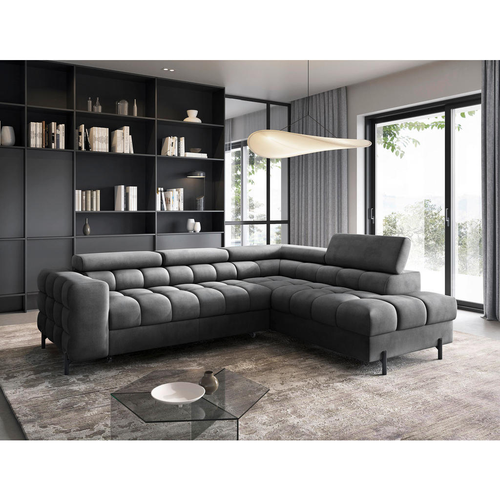 P & B ROHOVÁ SEDAČKA, textil, tmavě šedá 1