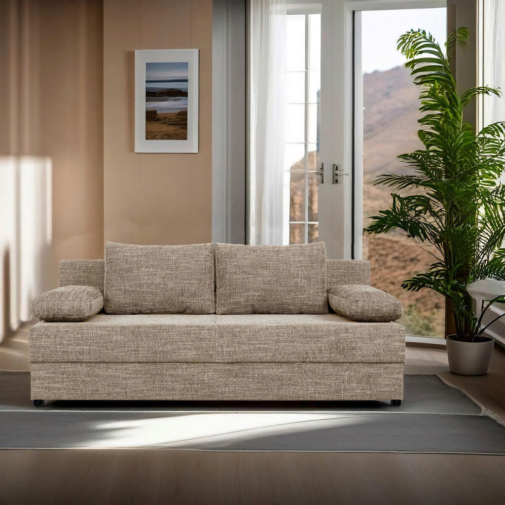 P & B ROZKLÁDACÍ POHOVKA, kompozitní dřevo, textil, cappuccino