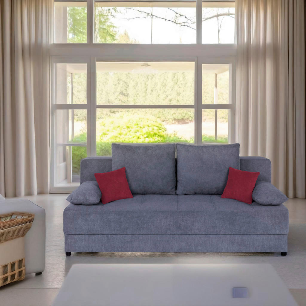 P & B ROZKLÁDACÍ POHOVKA, textil, kompozitní dřevo, antracitová