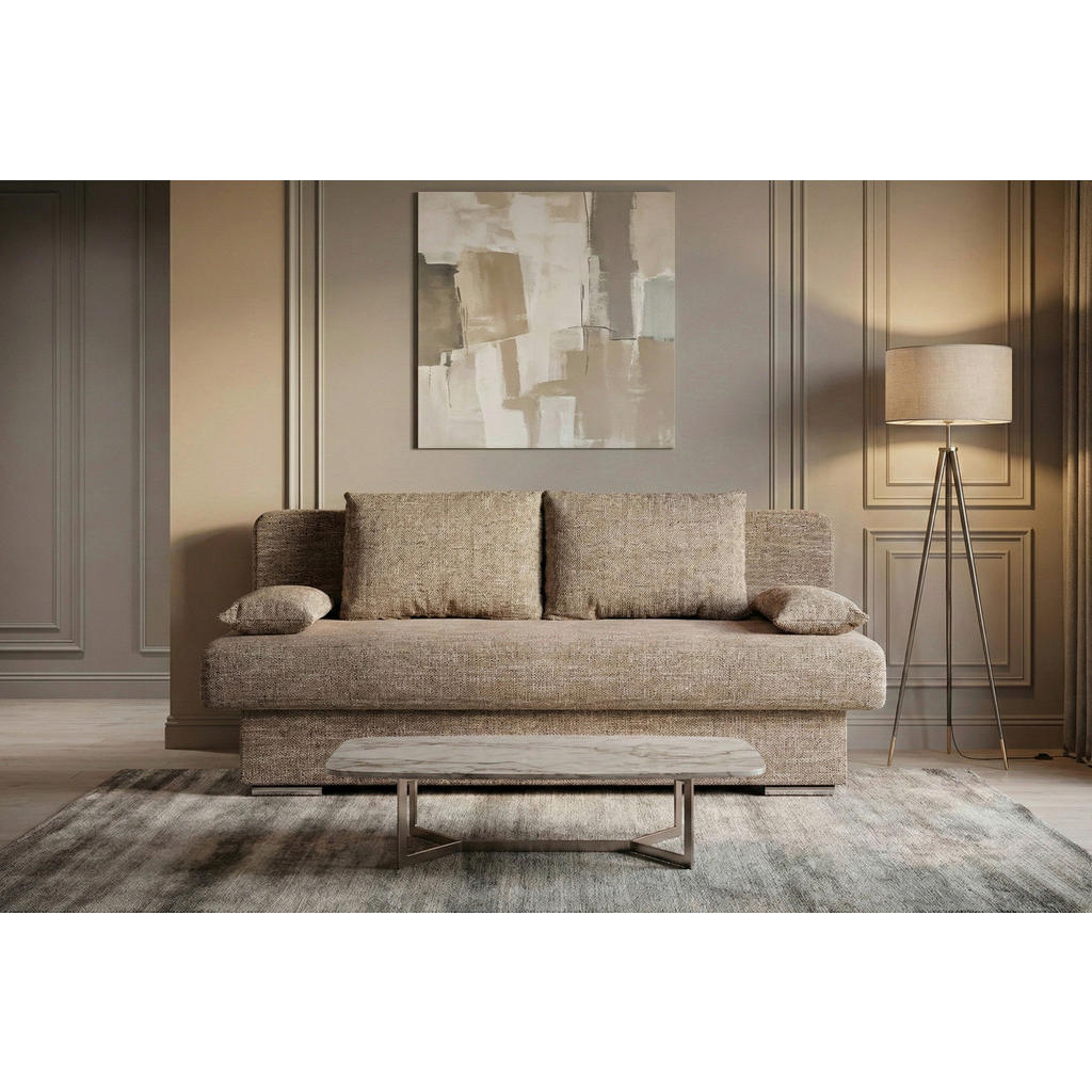P & B ROZKLÁDACÍ POHOVKA, textil, kompozitní dřevo, cappuccino 1