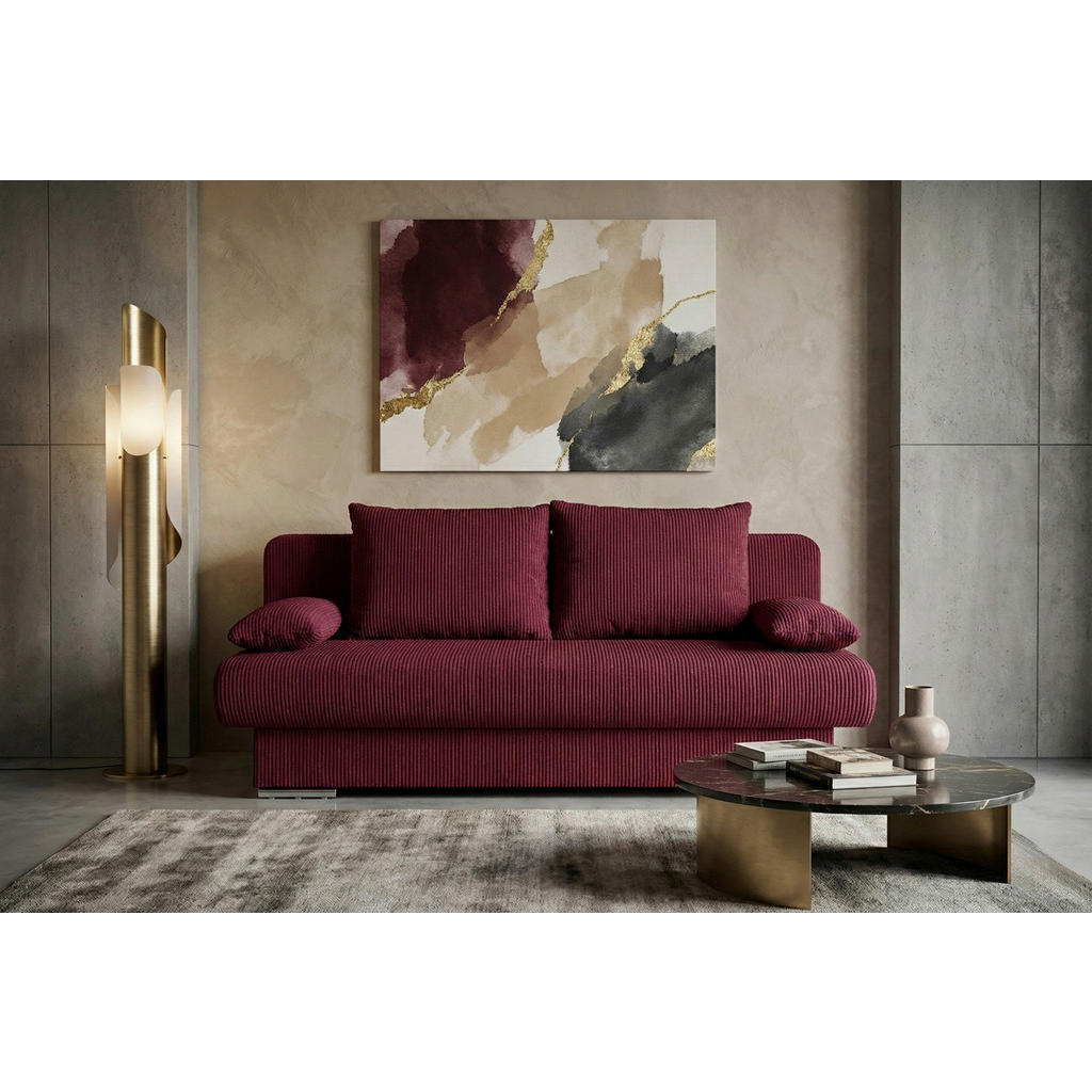 P & B ROZKLÁDACÍ POHOVKA, textil, kompozitní dřevo, červená 1