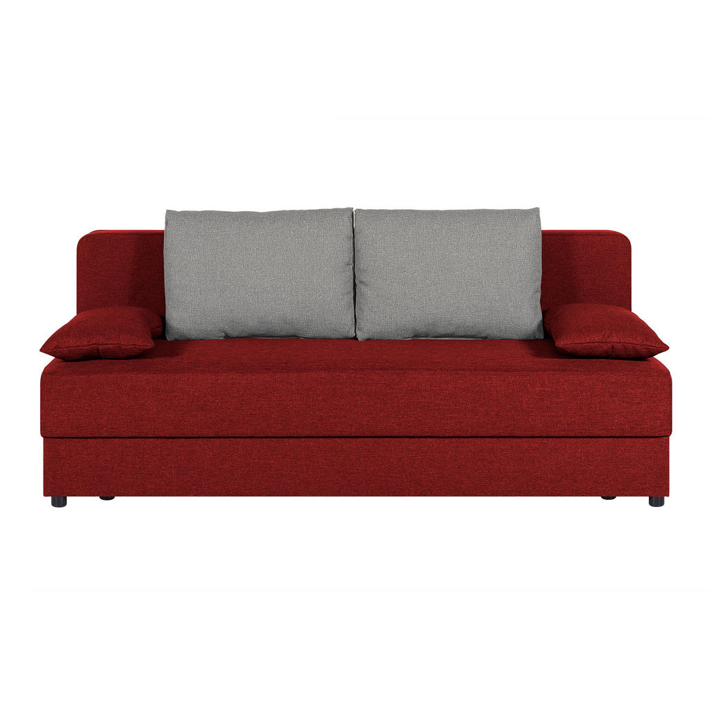 P & B ROZKLÁDACÍ POHOVKA, textil, kompozitní dřevo, červená