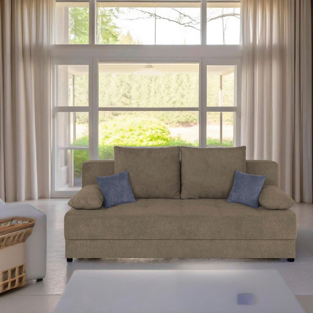 P & B ROZKLÁDACÍ POHOVKA, textil, kompozitní dřevo, hnědá 1