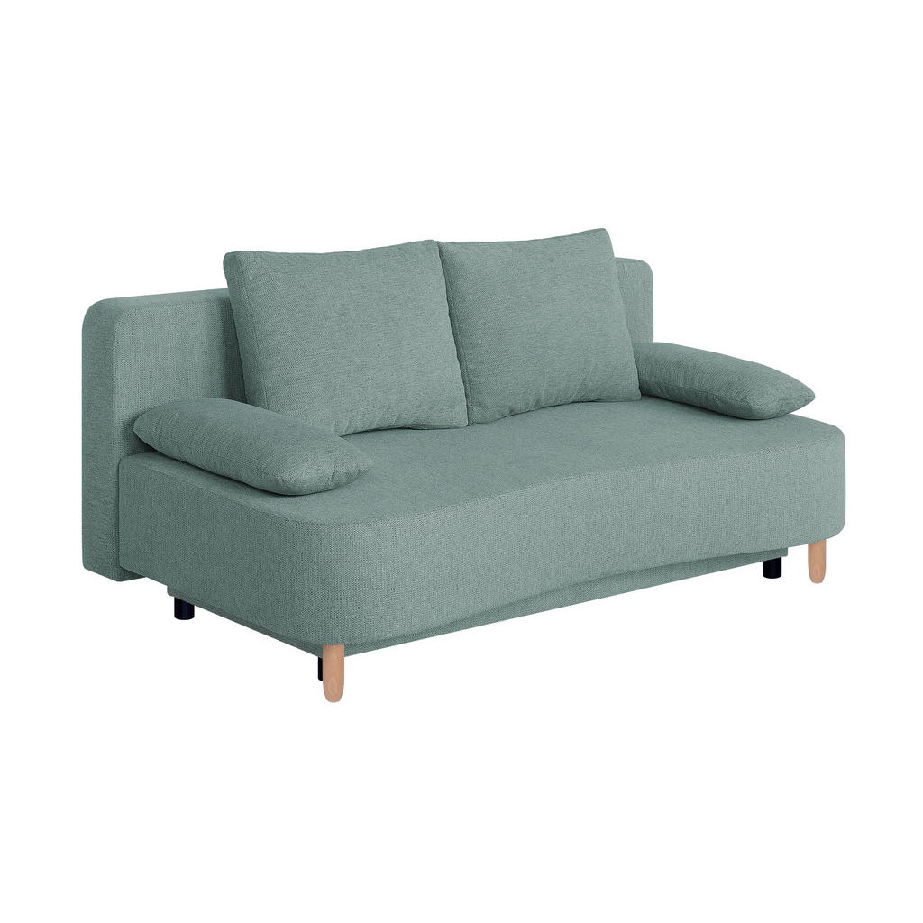 P & B ROZKLÁDACÍ POHOVKA, textil, kompozitní dřevo, modrošedá