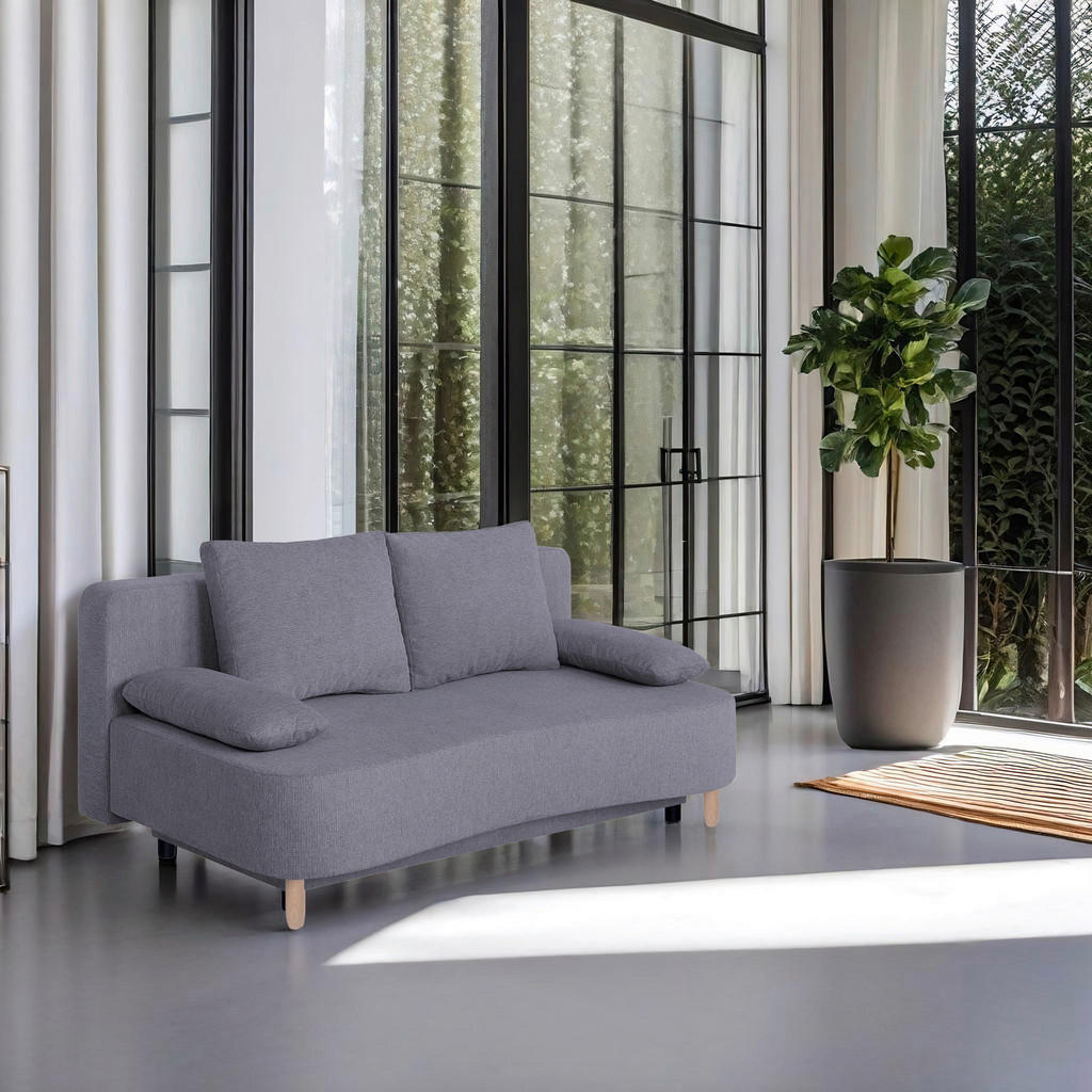 P & B ROZKLÁDACÍ POHOVKA, textil, kompozitní dřevo, mokka