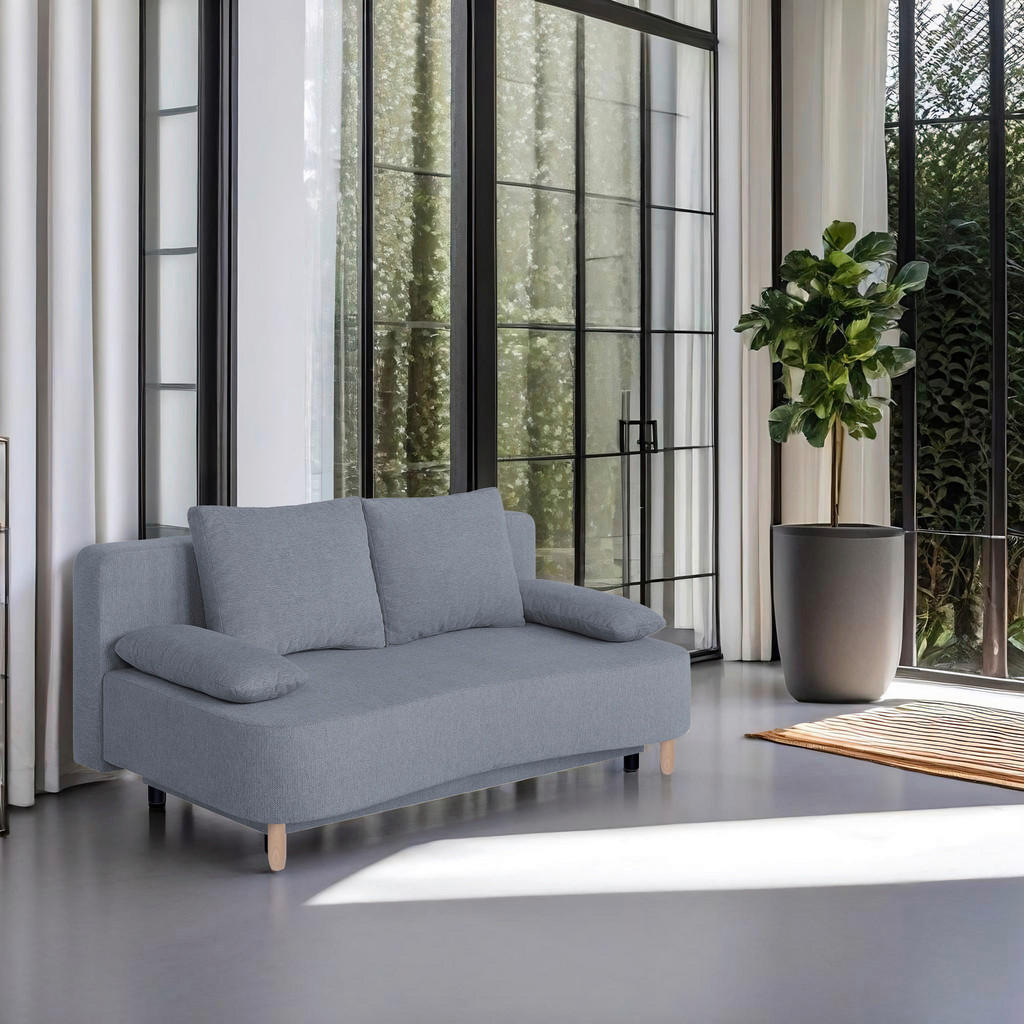 P & B ROZKLÁDACÍ POHOVKA, textil, kompozitní dřevo, tmavě šedá