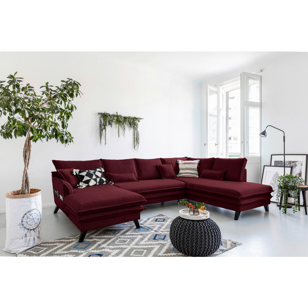 P & B SEDACÍ SOUPRAVA, textil, bordeaux