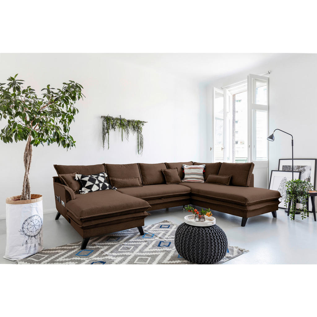 P & B SEDACÍ SOUPRAVA, textil, hnědá 1