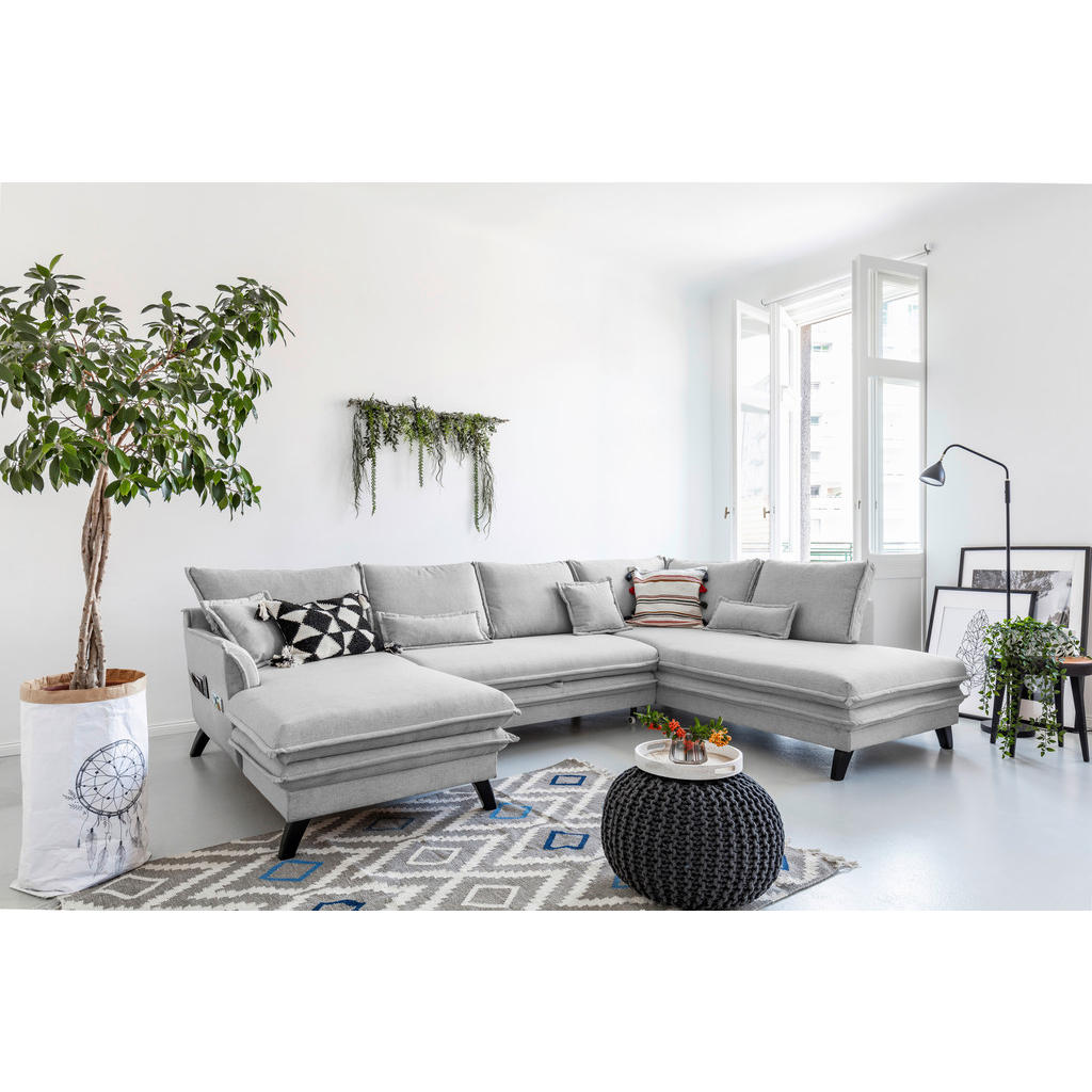 P & B SEDACÍ SOUPRAVA, textil, světle šedá