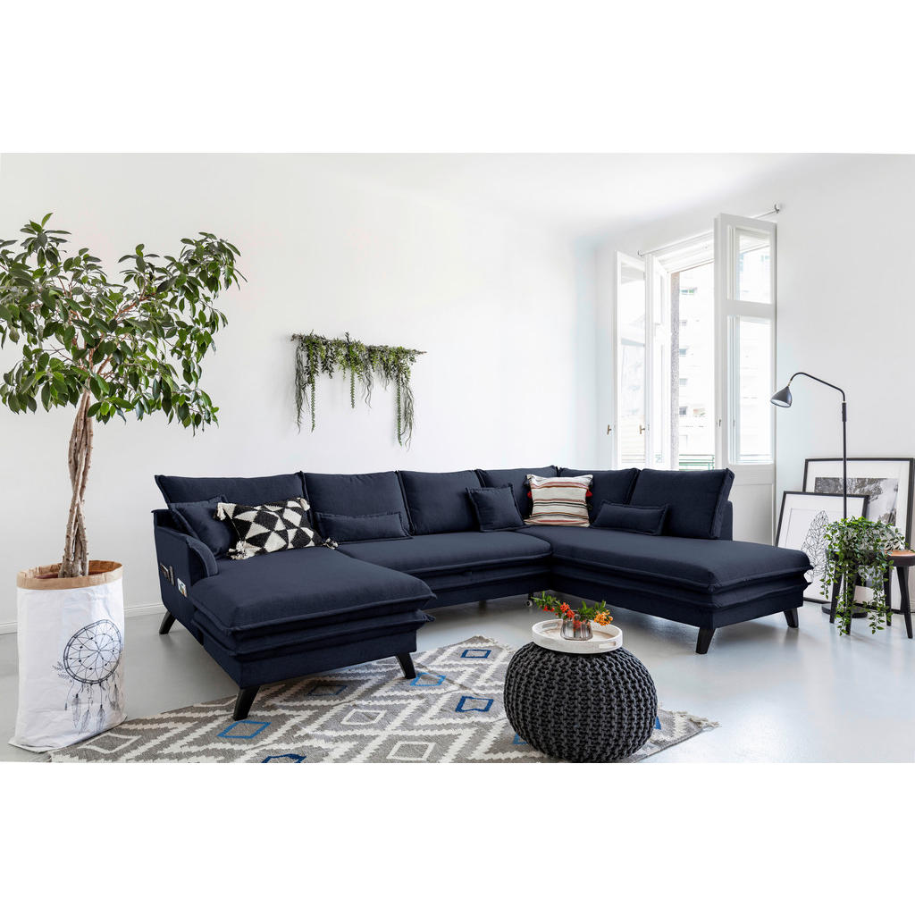 P & B SEDACÍ SOUPRAVA, textil, tmavě modrá 1