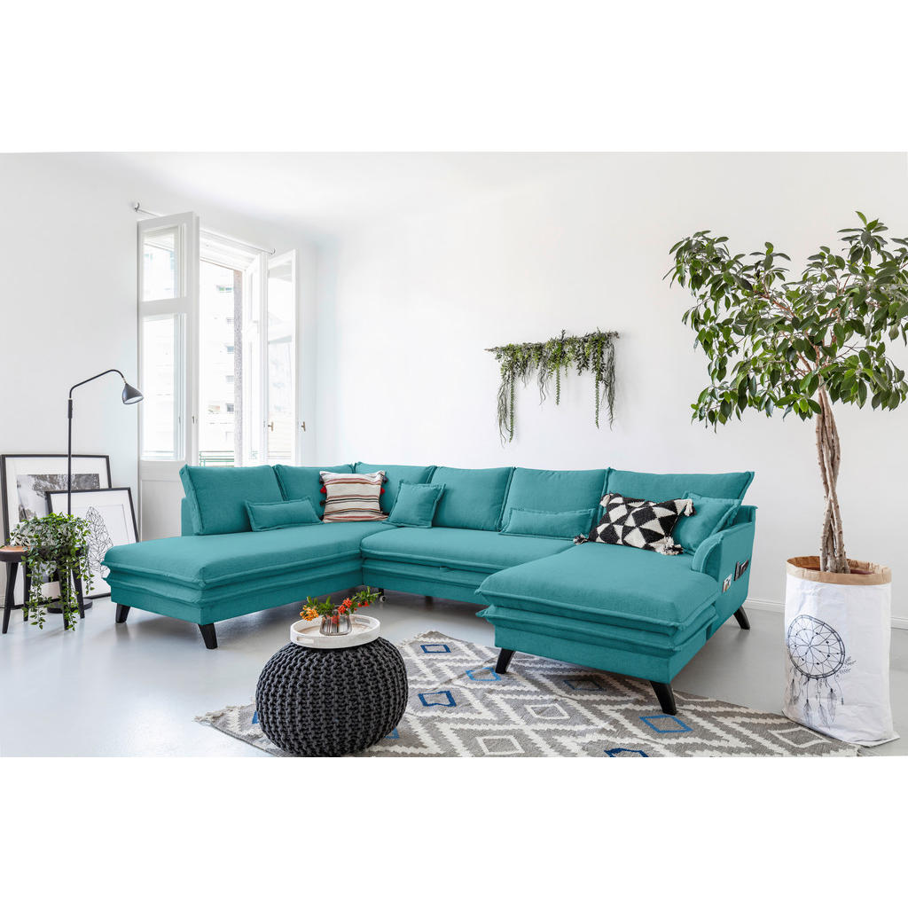 P & B SEDACÍ SOUPRAVA, textil, tyrkysová 1