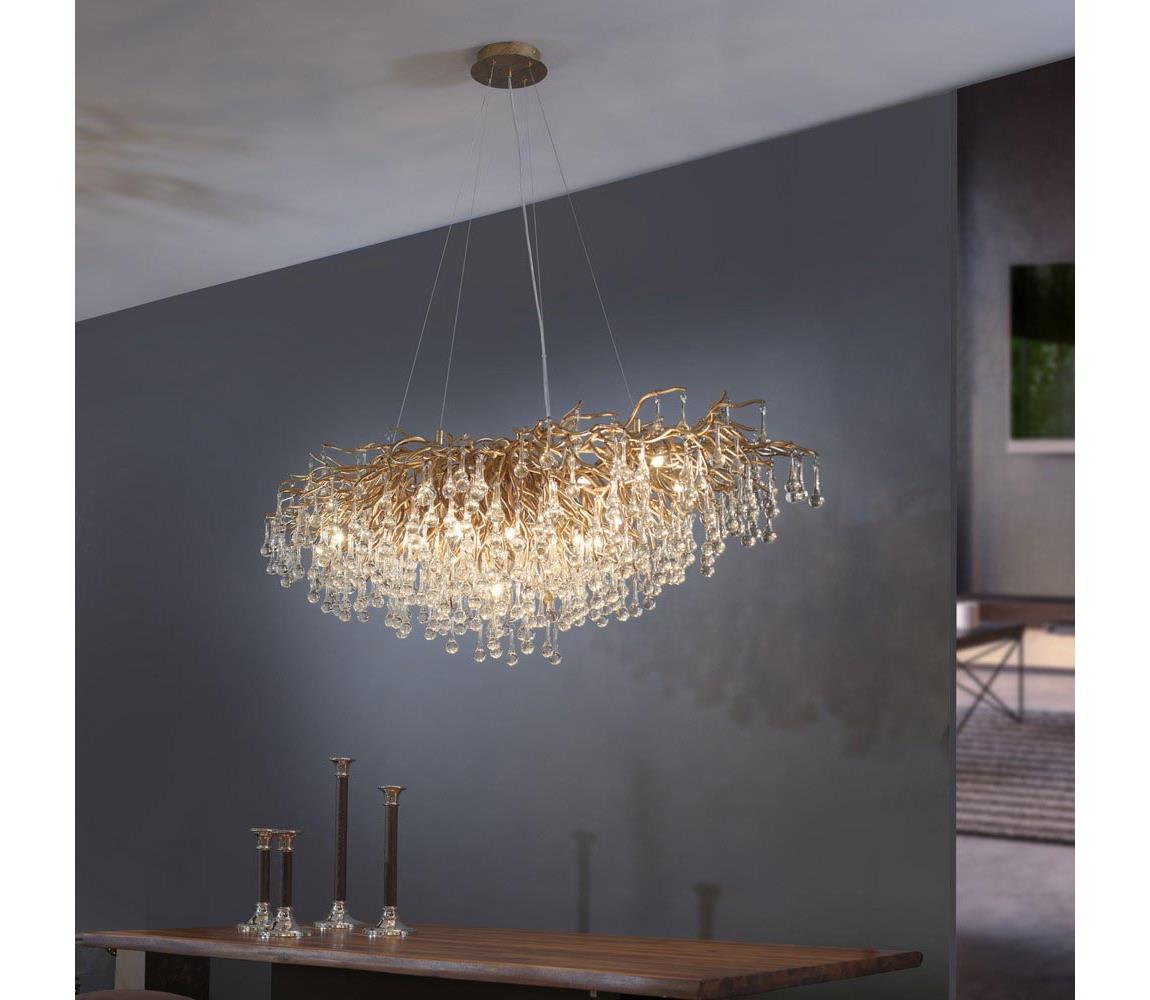 Paul Neuhaus 2031-11 - Lustr na lanku ICICLE 15xG9/40W/230V 75x150 cm mosaz 2031-11